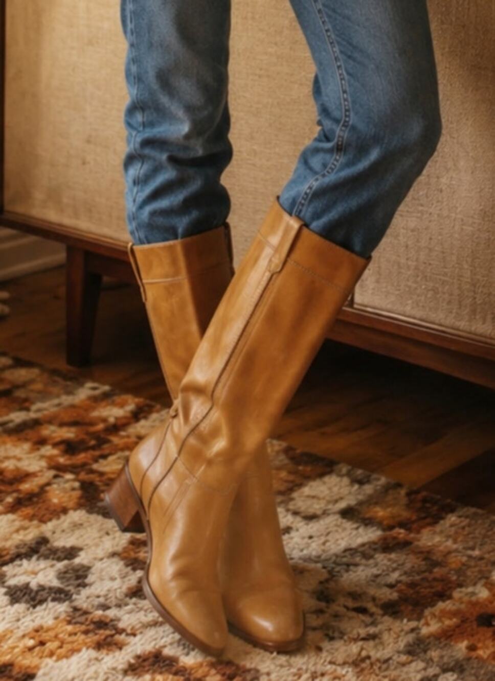 Vintage 70s 80s Thom Mcan Boots Brown Leather Riding Campus Tall Flat Brazil 6.5